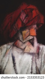Cubists painted human faces abstract. Calm acrylic paint with a pale tint.
