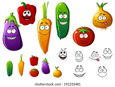 Cucumber Pepper Eggplant Onion Carrot Tomato Stock Illustration ...