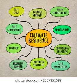 Cultivate positive mindset, optimistic and constructive attitude can significantly influence your well-being, success, and life satisfaction, mind map infographics sketch.