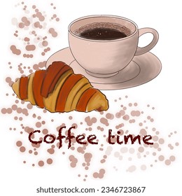 Cup of coffee with croissant and lettering - Powered by Shutterstock