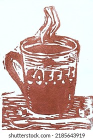 A Cup Of Coffee Print Linocut
Print Typography