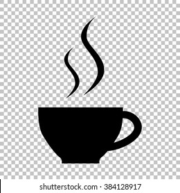 Cup Of Coffee Sign. Flat Style Icon On Transparent Background