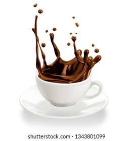 A Cup Of Coffee Spash Image 3D Illustration