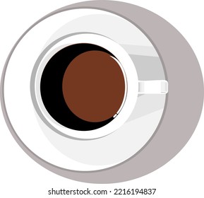 A cup of coffee from a vertical perspective