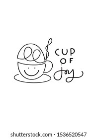 Cup Joy Logo Design Calligraphy Brush Stock Illustration