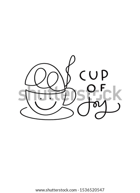 Cup Joy Logo Design Calligraphy Brush Stock Illustration