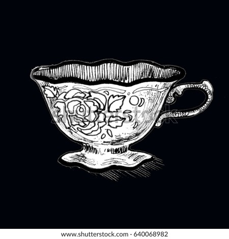 Tea set on dark background