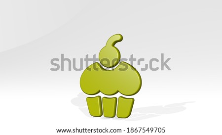 CUPCAKE 3D icon casting shadow, 3D illustration