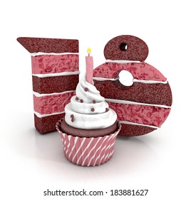 cupcake with lit candle for a eighteenth birthday - Powered by Shutterstock