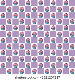 Cupcakes on a colorful checkerboard  - Powered by Shutterstock