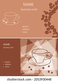 Cups And Coffee Grains - Brown Visit Cards