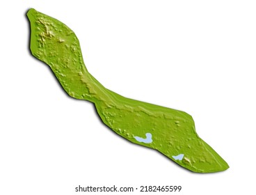 Curacao Curacao map, shaded relief map of Curacao Curacao. 3D render physical map.