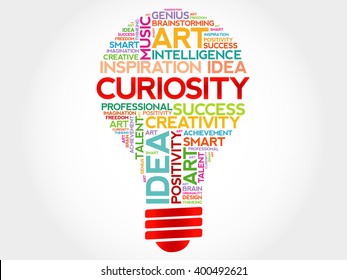 Curiosity bulb word cloud concept