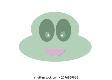 Curious Looking Frog Toad Smiling Emoji Expression Face Front Abstract Figurative Character Isolated Icon Doodle Cartoon Comic Animation Silhouette Symbol Art On White Background