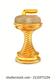 curling gold trophy cup on white background. Isolated 3d illustration