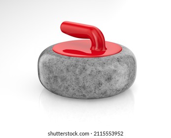curling stone on white background. Isolated 3D illustration