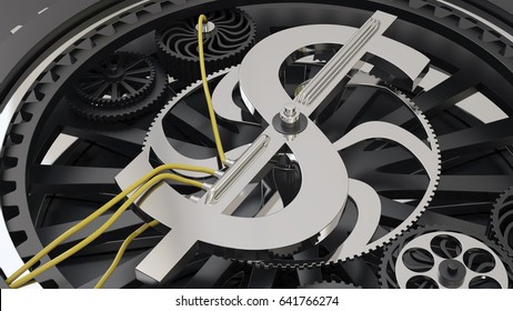 Currencies working gears. 3d illustration