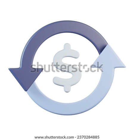 Currency Dollar Sync 3D Icon Illustration