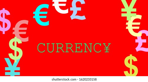 Currency, Finance And Business. Illustration Related To The Economy. Text With The Symbol Of The Two Currencies Of East Asia: The Chinese Yuan And The Japanese Yen, Embedded In The Letter Y.