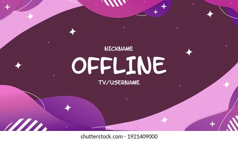 Currently offline twitch overlay cute background 16:9 for stream. Offline cute background with lines. Screensaver for offline streamer broadcast. Gaming offline cute overlays screen. Pink screen