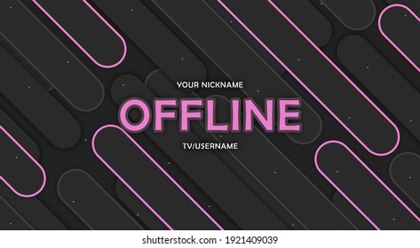 Currently offline twitch overlay cute background 16:9 for stream. Offline modetn cute background with lines. Screensaver for offline streamer broadcast. Gaming offline cute overlays screen.