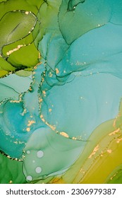 Currents of translucent hues, snaking metallic swirls, and foamy sprays of color shape the landscape of these free-flowing textures. Natural luxury abstract fluid art painting in alcohol ink technique