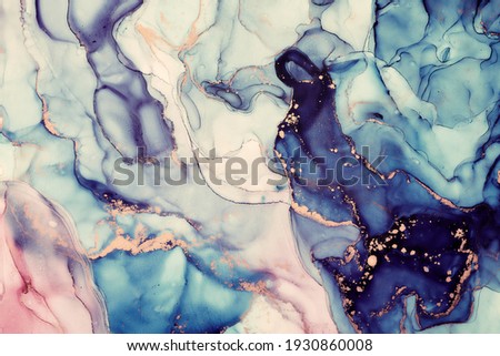 Currents of translucent hues, snaking metallic swirls, and foamy sprays of color shape the landscape of these free-flowing textures. Natural luxury abstract fluid art painting in alcohol ink technique