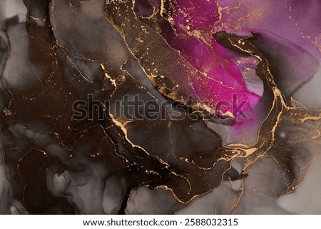 Currents of translucent hues, snaking metallic swirls, and foamy sprays of color shape the landscape of these free-flowing textures. Natural luxury abstract fluid art painting in liquid ink technique