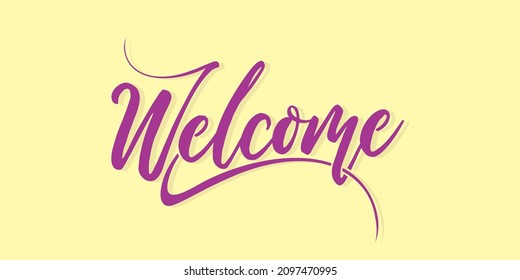 Cursive Typographic Template Design of Welcome. Creative Calligraphy of Welcome Word. Editable Illustration.