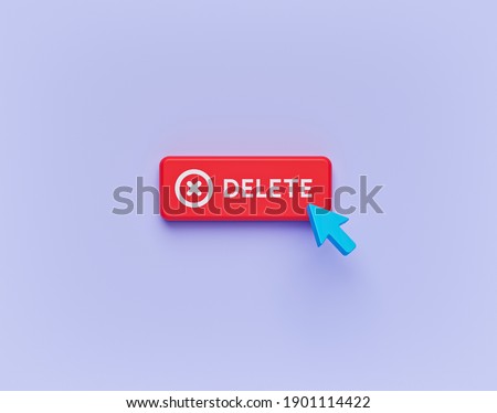 Cursor Clicks the Delete Button. minimal concept isolated. 3d rendering