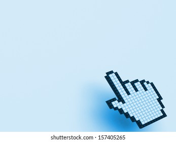 Cursor Hand On Blue Background Showing Blank Copy Space Website