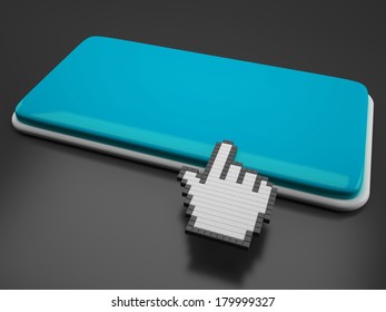 Cursor Hand On Key Background Showing Blank Copyspace Click Here
