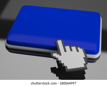 Cursor Hand On Key Background Showing Blank Copyspace Click Here
