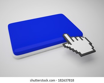 Cursor Hand On Key Background Showing Blank Copyspace Click Here