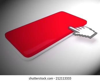 Cursor Hand On Key Background Showing Blank Copy space Click Here