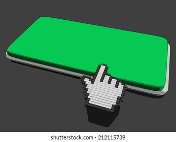 Cursor Hand On Key Background Showing Blank Copy space Click Here