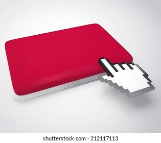 Cursor Hand On Key Background Showing Blank Copyspace Click