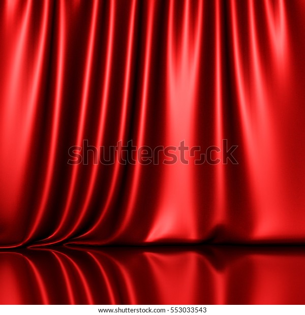 Curtain Drapes Red Silk Fabric Cloth Stock Illustration 553033543