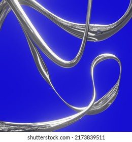 curve 3d chrome blue background