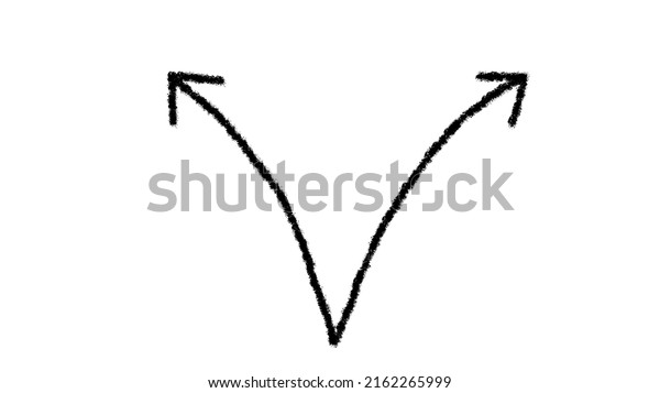 Curved\
arrow divided into two directions in\
monochrome