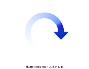 A Curved Blue Arrow Pointing Down (from A Loading Spinner Animation), Glowing Top.
