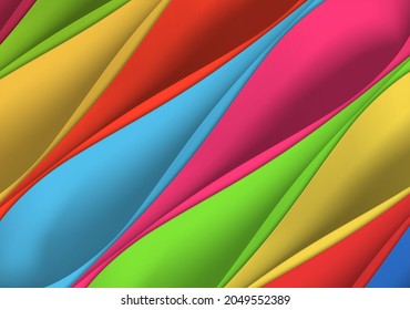 Curved Colorful Card Stock. Cascaded In Multiple Colors.