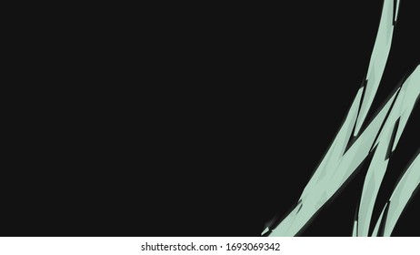Curved green brush texture on the black background. Horizontal image with 16:9 aspected ratio.