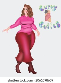 Curvy Sexy Lady Cartoon Character