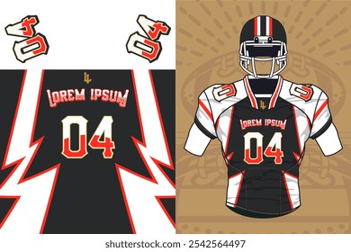 custom american football sports jersey pattern front view for sublimation purpose - Powered by Shutterstock