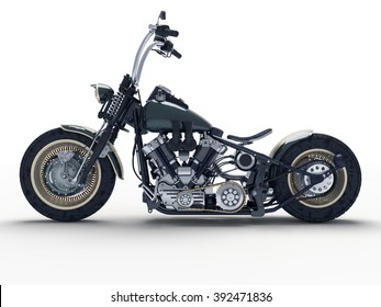 Custom isolated motorcycle on a white background