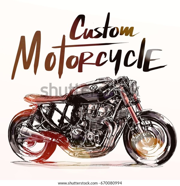 カスタムバイクポスター バイクバナー オートバイイラストレーター のイラスト素材