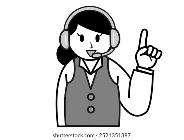 customaer service woman with a headphone, pointing finger - Powered by Shutterstock