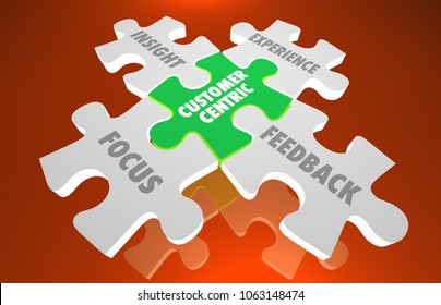 Customer Centric Puzzle Focus Insight Experience Feedback 3d Illustration