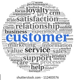 Customer concept in word tag cloud on white